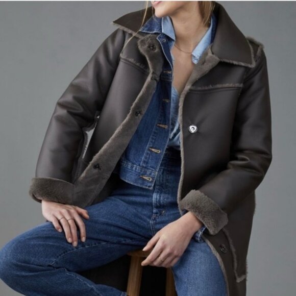 Maeve By Anthropologie Kerry Reversible Faux Fur Coat  Size Small - Picture 4 of 9